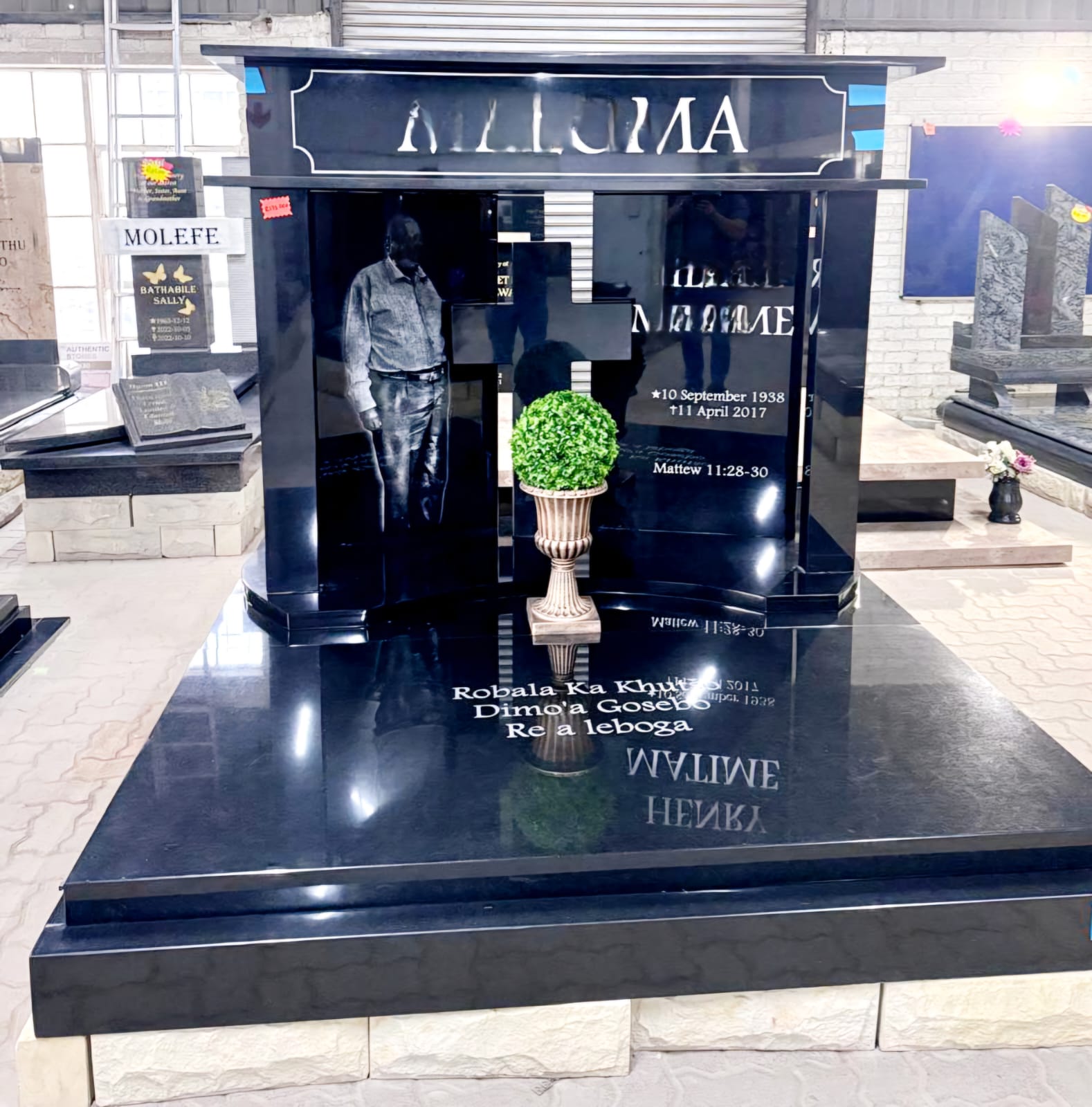 black granite tombstone Johannesburg